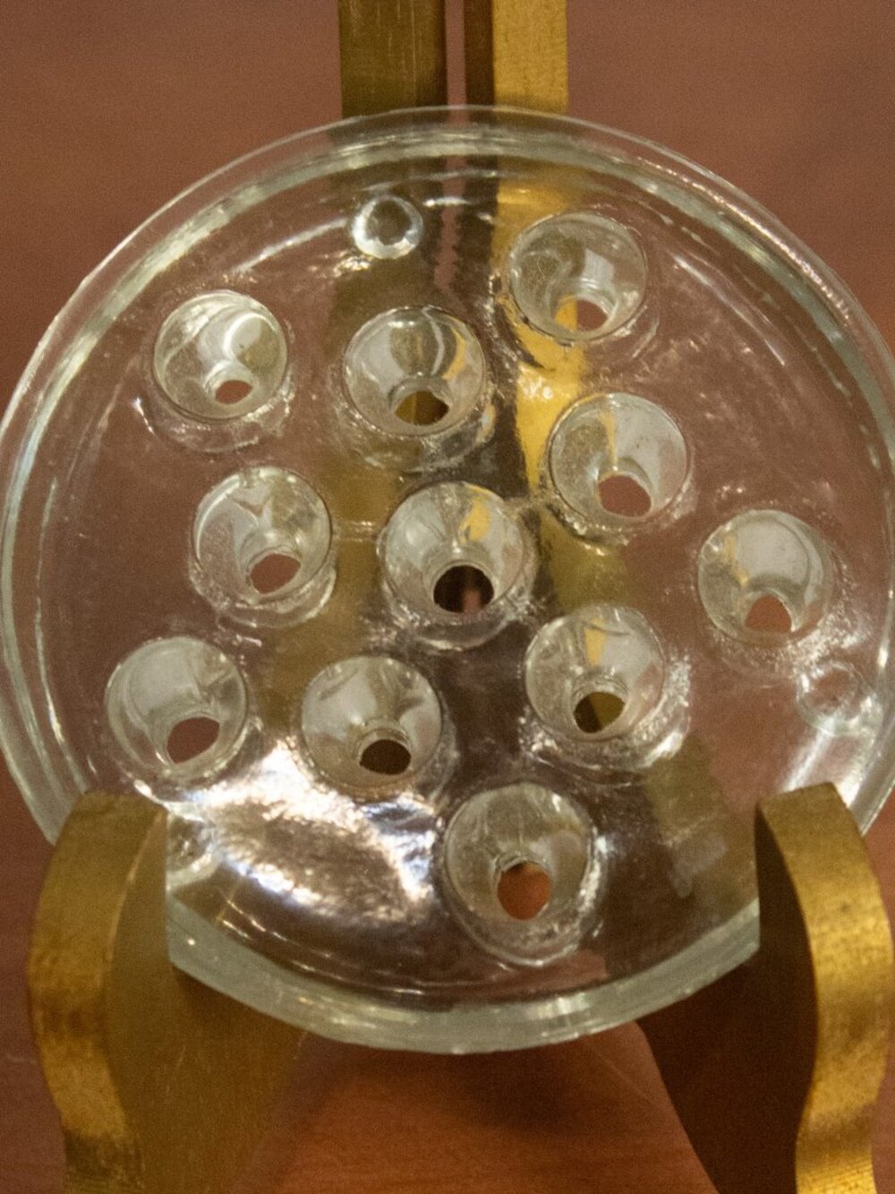 Flower Frog Vintage Clear Glass 11 Holes 3.5 Inch